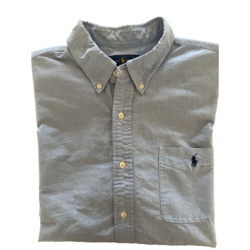 Ralph Lauren Blake Oxford Shirt Mens XXL Light Blue Denim Short Sleeve Button